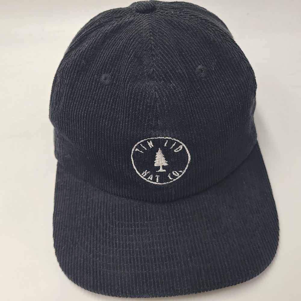 Tin Lid Hat Company Snapback Black White Corduroy Pine Tree Logo Outdoors Co Men